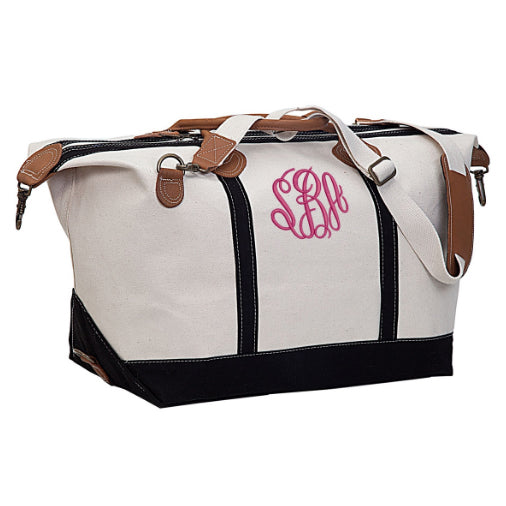 Monogram Duffle Bag, Canvas Weekender, Overnight Travel Bag, Weekender