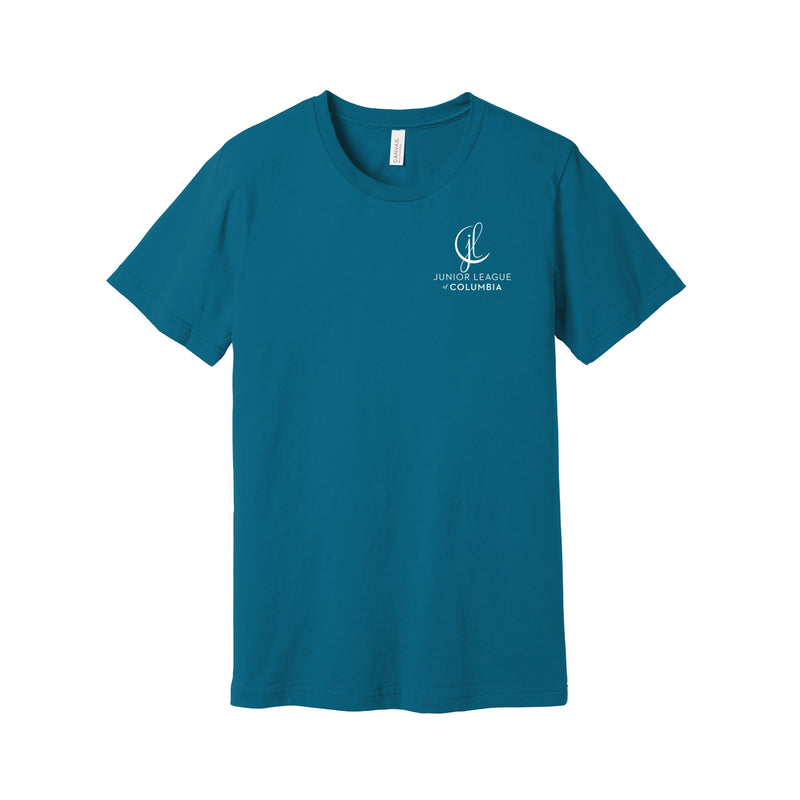 Junior League of Columbia Short Sleeve Crewneck T-Shirt - Columbia Logo Tee on Left Chest