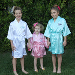 Monogrammed Kids Satin Kimono Robe - 3 Initials