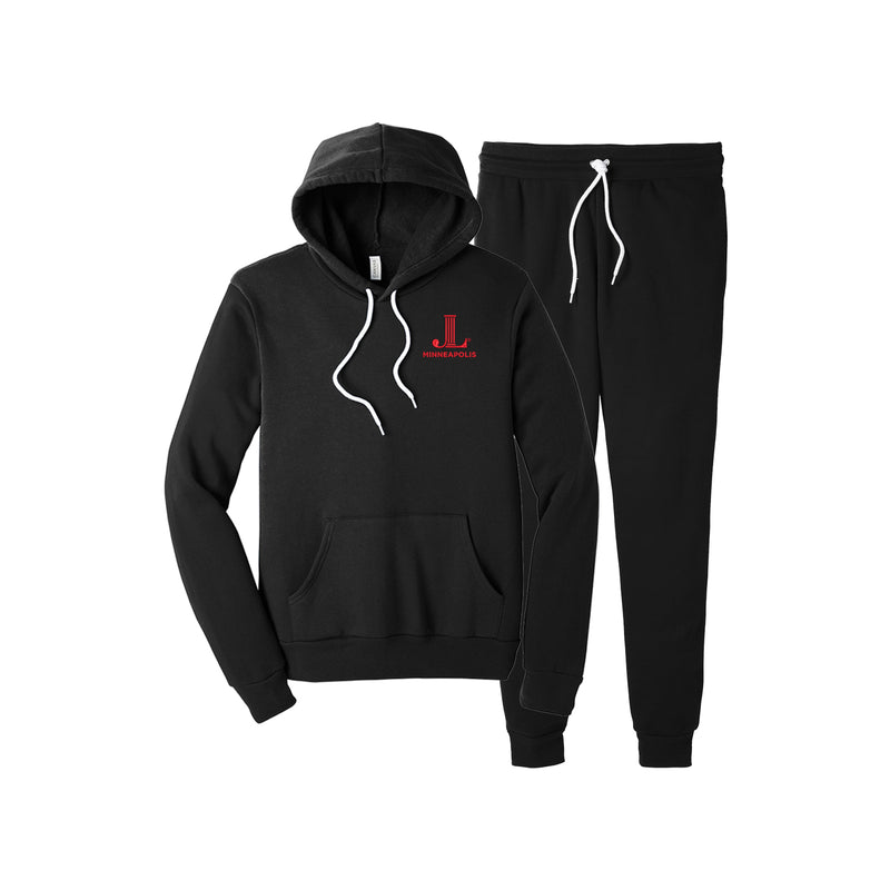 Junior League of Minneapolis Luxe Fleece Sweatsuit - JL Icon Minneapolis Hooded Sweatshirt & Matching Joggers