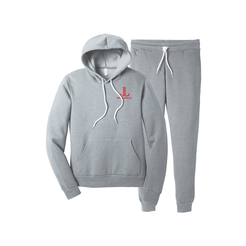 Junior League of Minneapolis Luxe Fleece Sweatsuit - JL Icon Minneapolis Hooded Sweatshirt & Matching Joggers