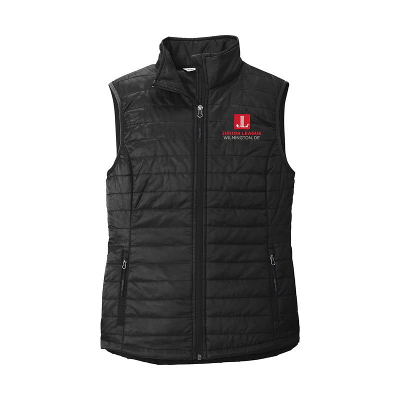 Junior League of Wilmington Puffer Vest - Black Puffy Logo Vest - JL Wilmington Logo