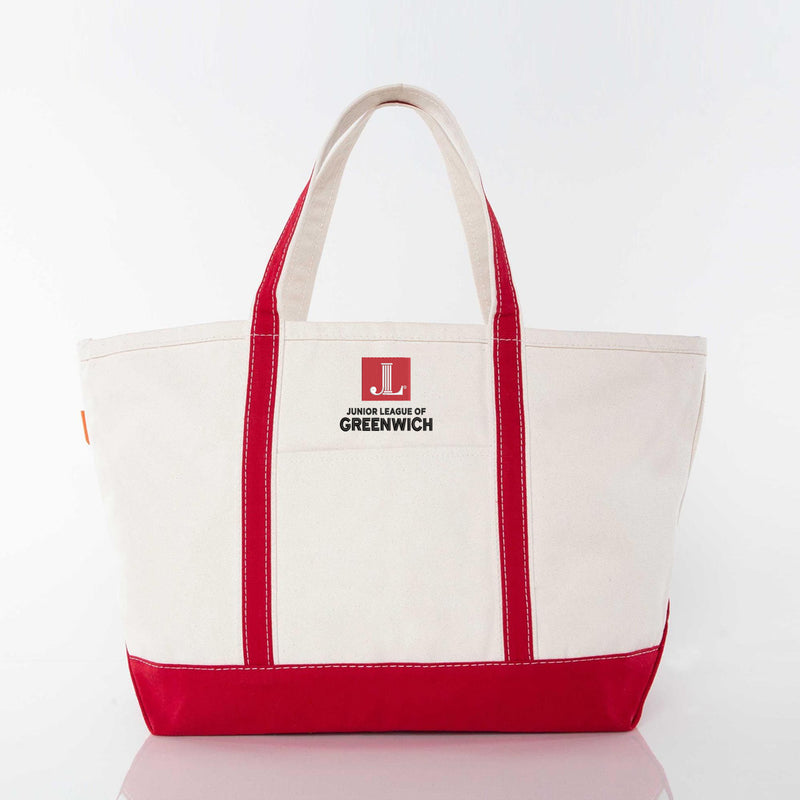 Junior League of Greenwich Large Canvas Boat Tote - JL Greenwich Logo