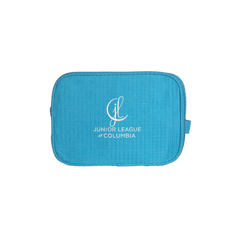 Junior League of Columbia Waffle Weave Cosmetic Bag - JL Columbia Logo