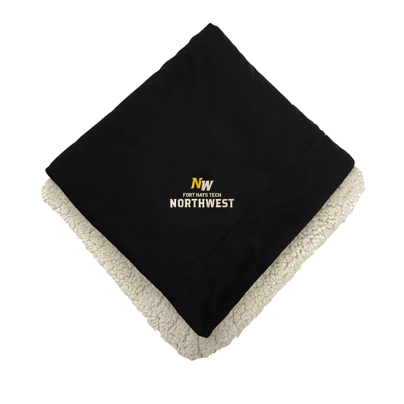 Fort Hays Tech Northwest Logo Sherpa Lined Blanket