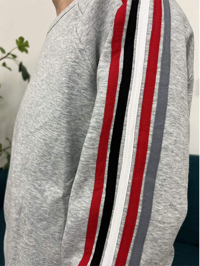 Junior League Striped Crewneck Luxe Fleece Sweatshirt - JL Icon - Red & Black