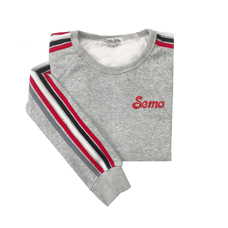 SEMO Striped Crewneck Luxe Fleece Sweatshirt