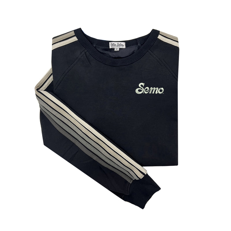 SEMO Striped Crewneck Luxe Fleece Sweatshirt