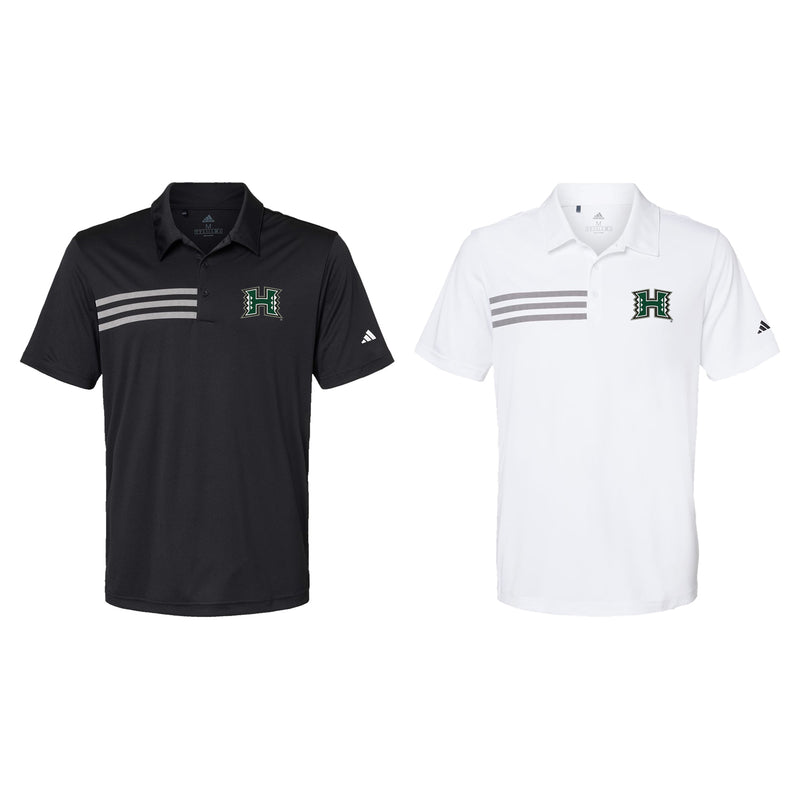 Hawaii Manoa H Adidas 3 Stripe Polo