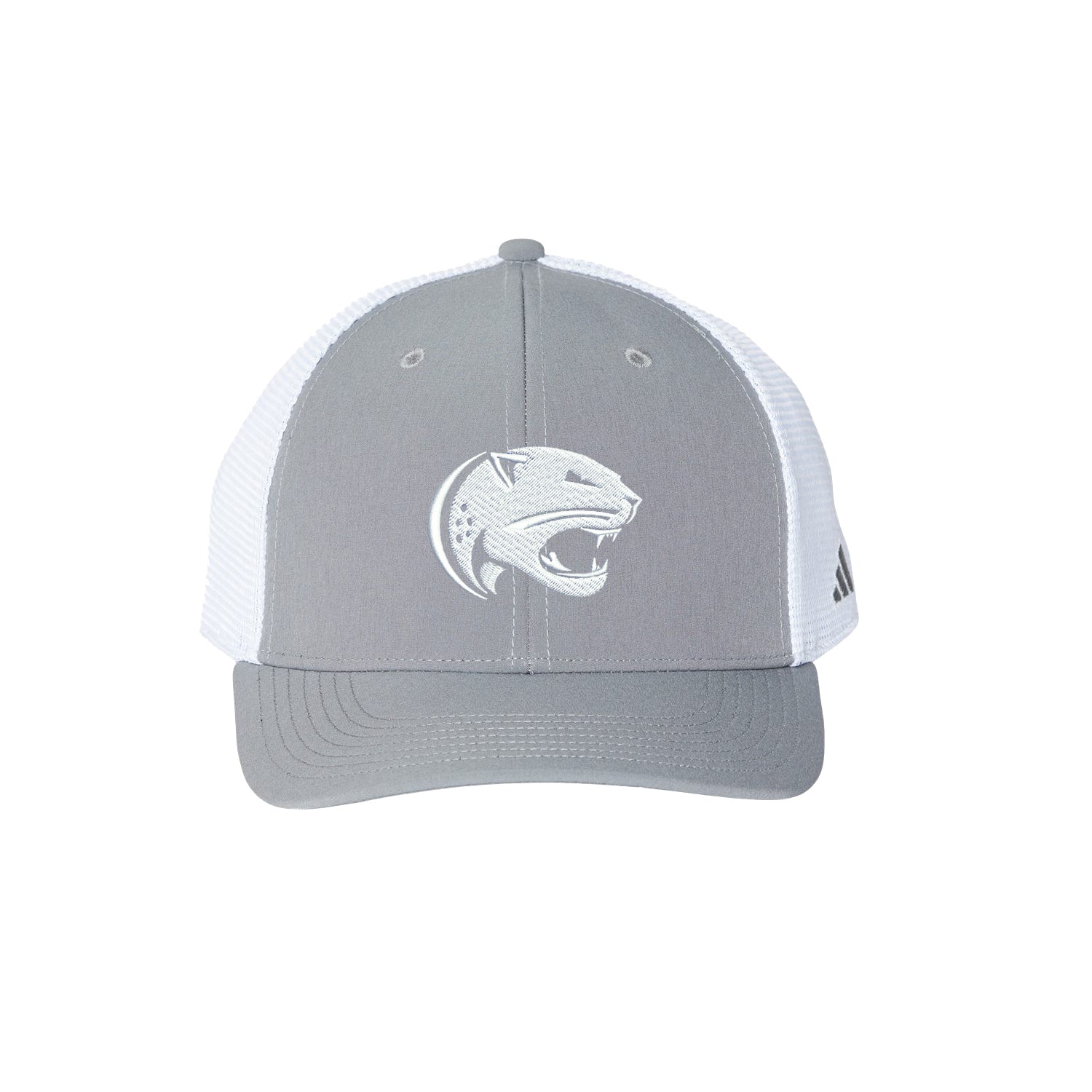 University of South Alabama Adidas Sustainable Trucker Cap - Jaguar Logo Grey with White Jaguar