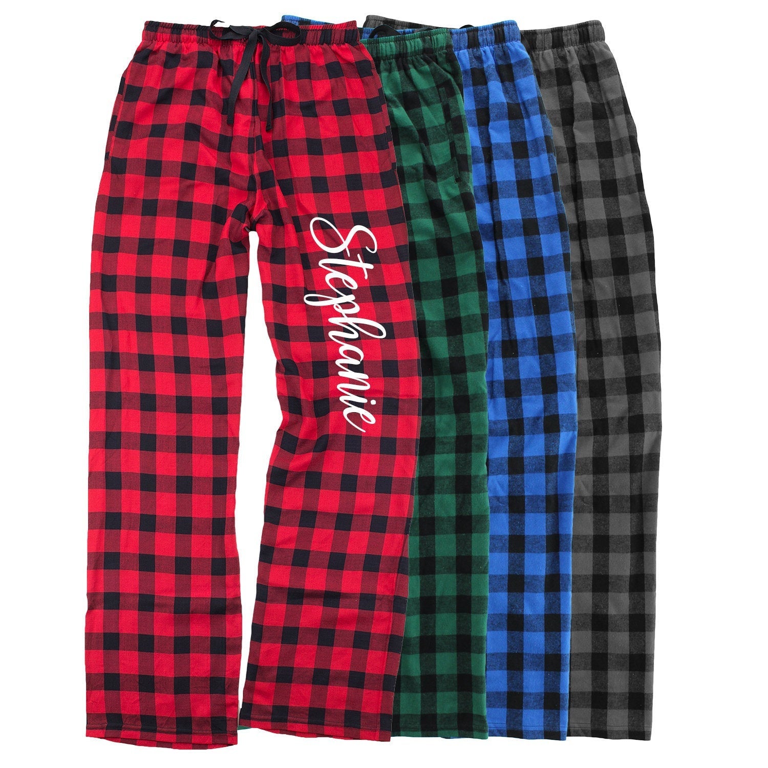 Personalized Flannel Pajama Pants - Plaid