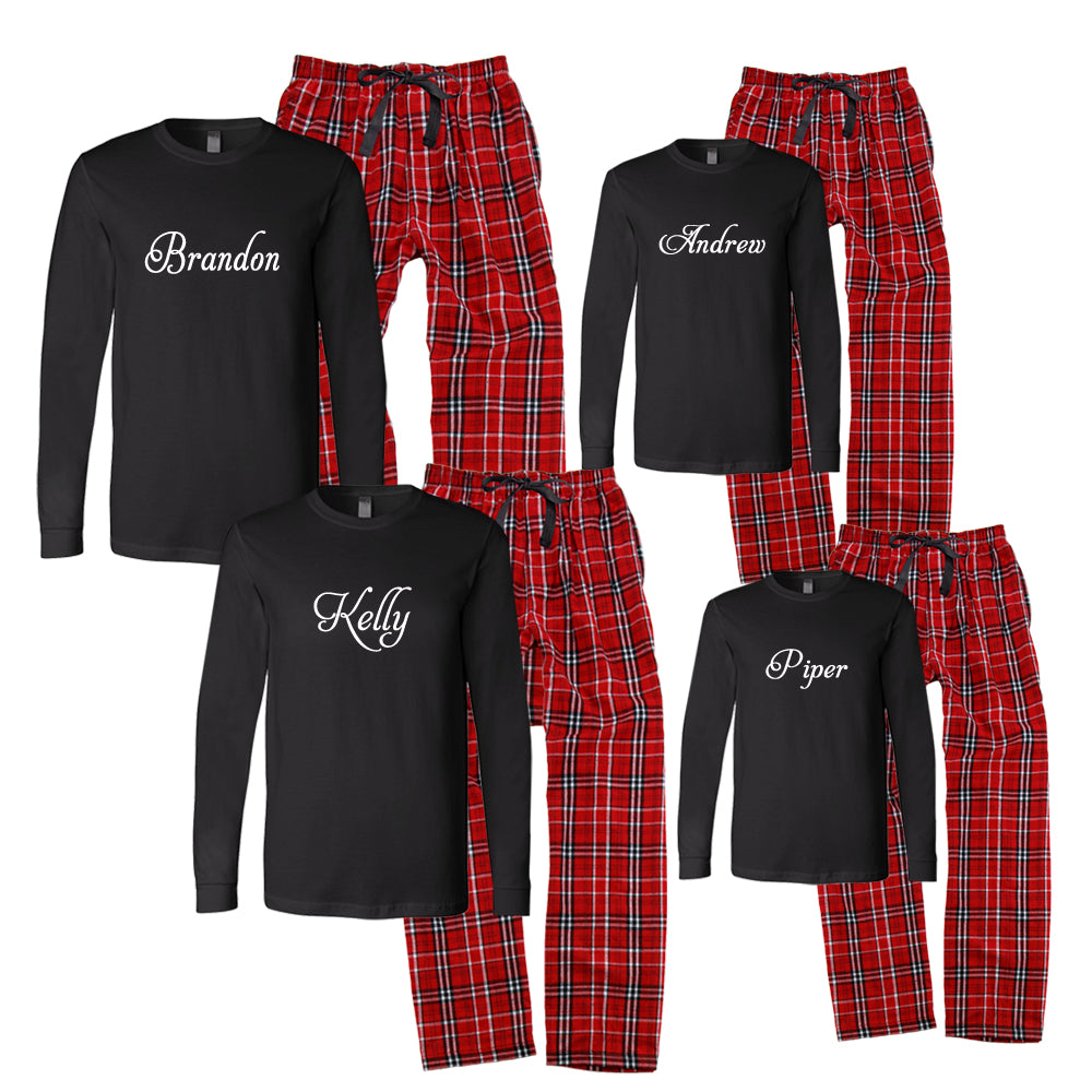 Monogrammed Flannel Matching Family Pajama Set - Christmas Cheer