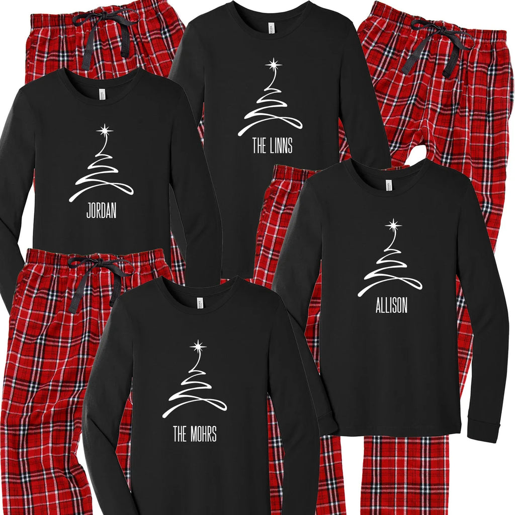 Personalized Plaid Christmas Tree Matching Family Pajama Set - Grey/Bl –  Cotton Sisters